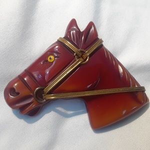Antique Bakelite Horse Head brooch pin